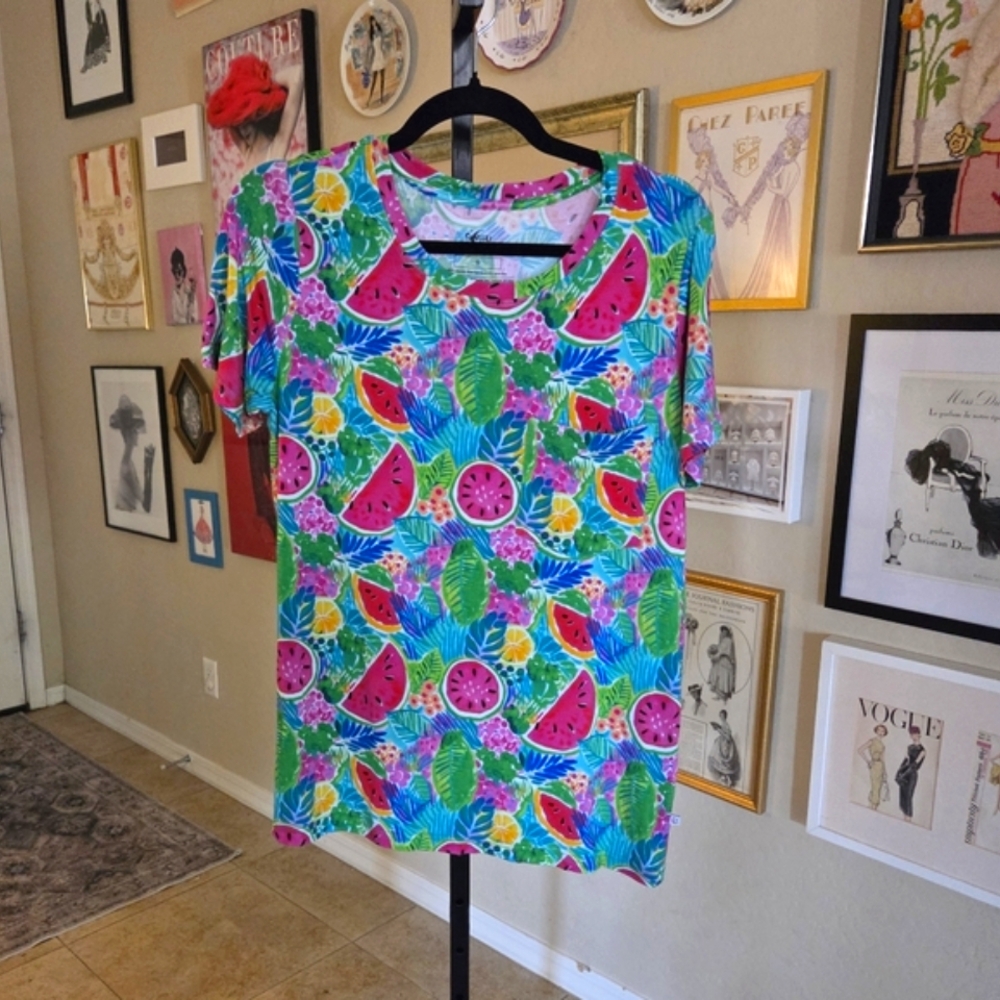 Snuggle Bums Colorful Watermelon Print‎ Bamboo Pajama Sleep Shirt NWT